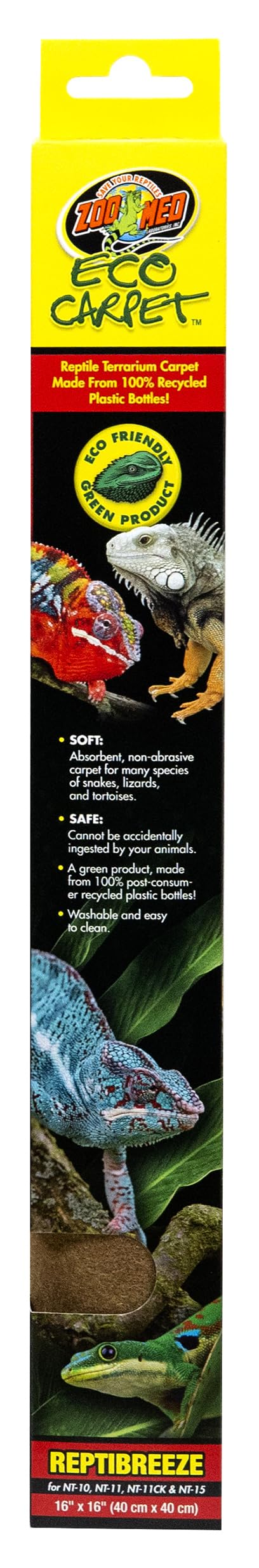 Tapis Reptibreeze vert Zoo Med 16x16 pour fond de terrarium