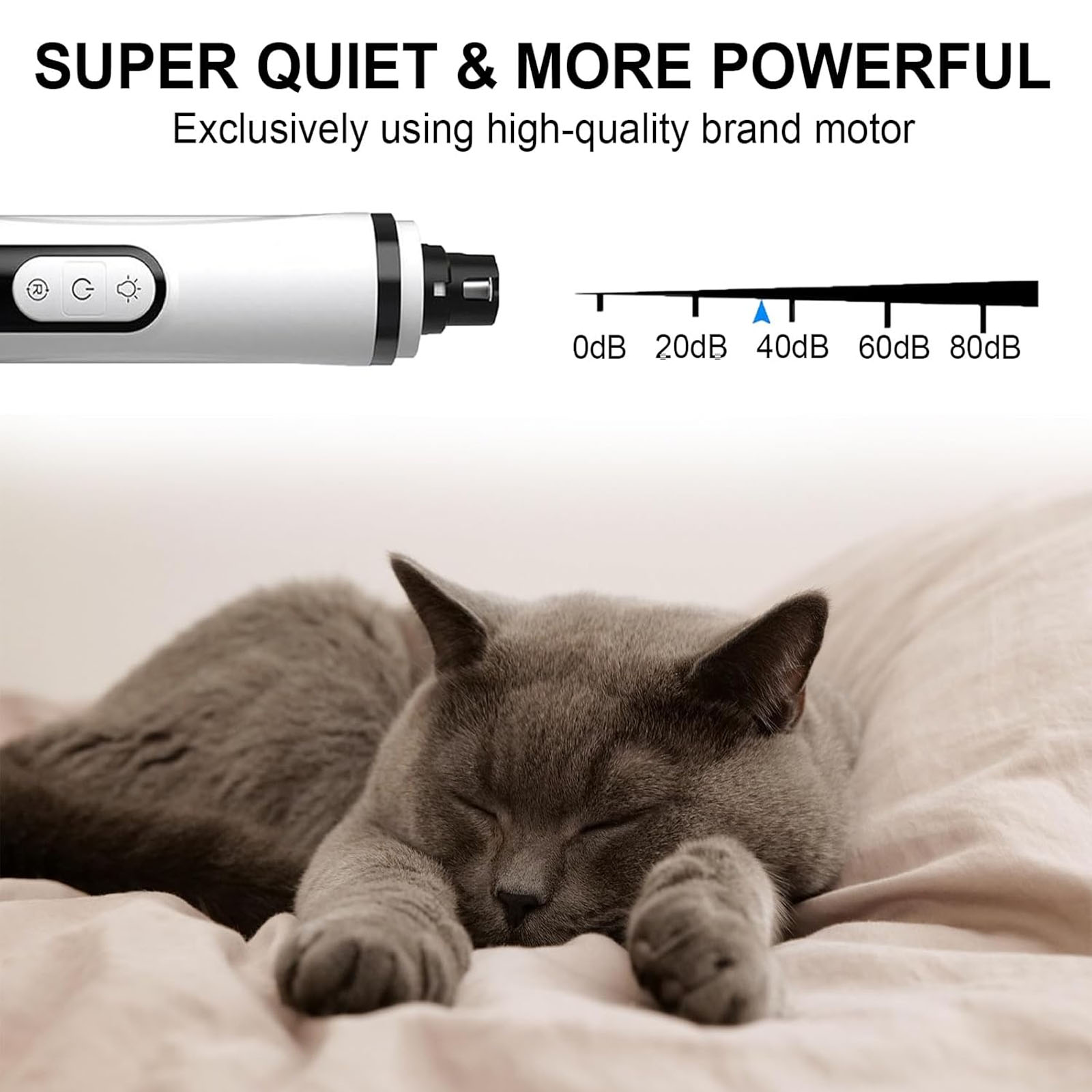 Silent Groom Pro Nail Grinder, 2025 New Nail Grinder for Dogs and Cats with LED Light & 3 Speeds, 2000mAh USB Rechargeable Dog Nail Trimmer for Thick Nails (1pc+2 Heads) - image 8