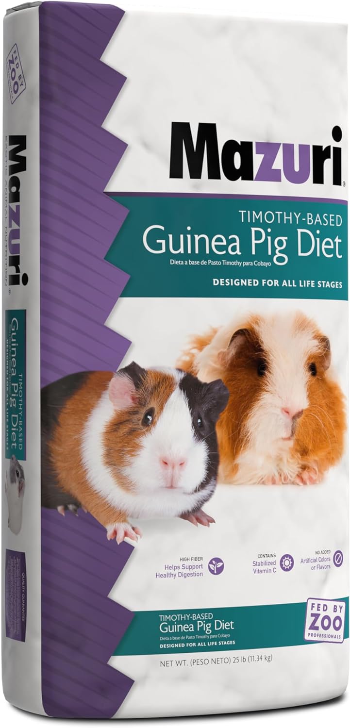 Mazuri® Timothy Hay-Based Guinea Pig Diet | Food for Guinea Pigs | 25 Pound (25 LB) Bag