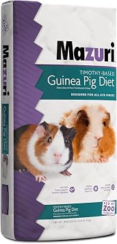 Mazuri Timothy Hay-Based Guinea Pig Diet | Food for Guinea Pigs | 25 Pound (25 LB) Bag