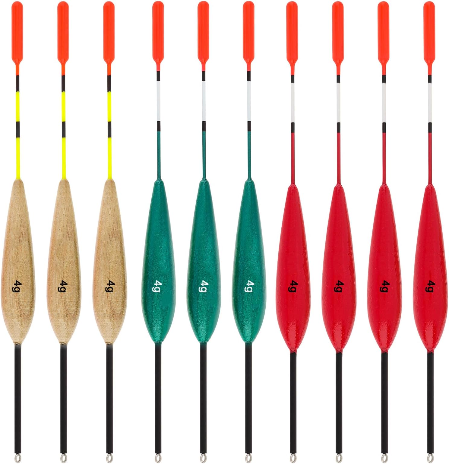 OriGlam 10pcs Wood Slip Bobbers - Fishing Floats for Crappie, Panfish & Walleyes