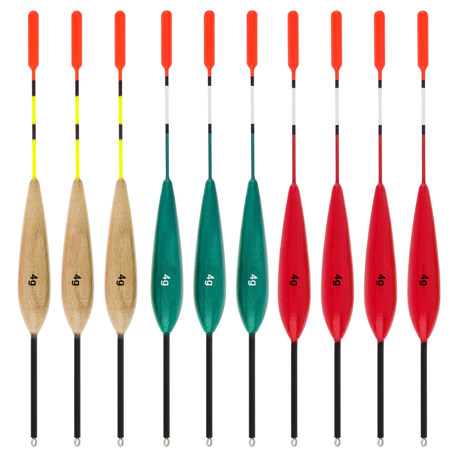 OriGlam 10pcs Wood Slip Bobbers - Fishing Floats for Crappie, Panfish & Walleyes