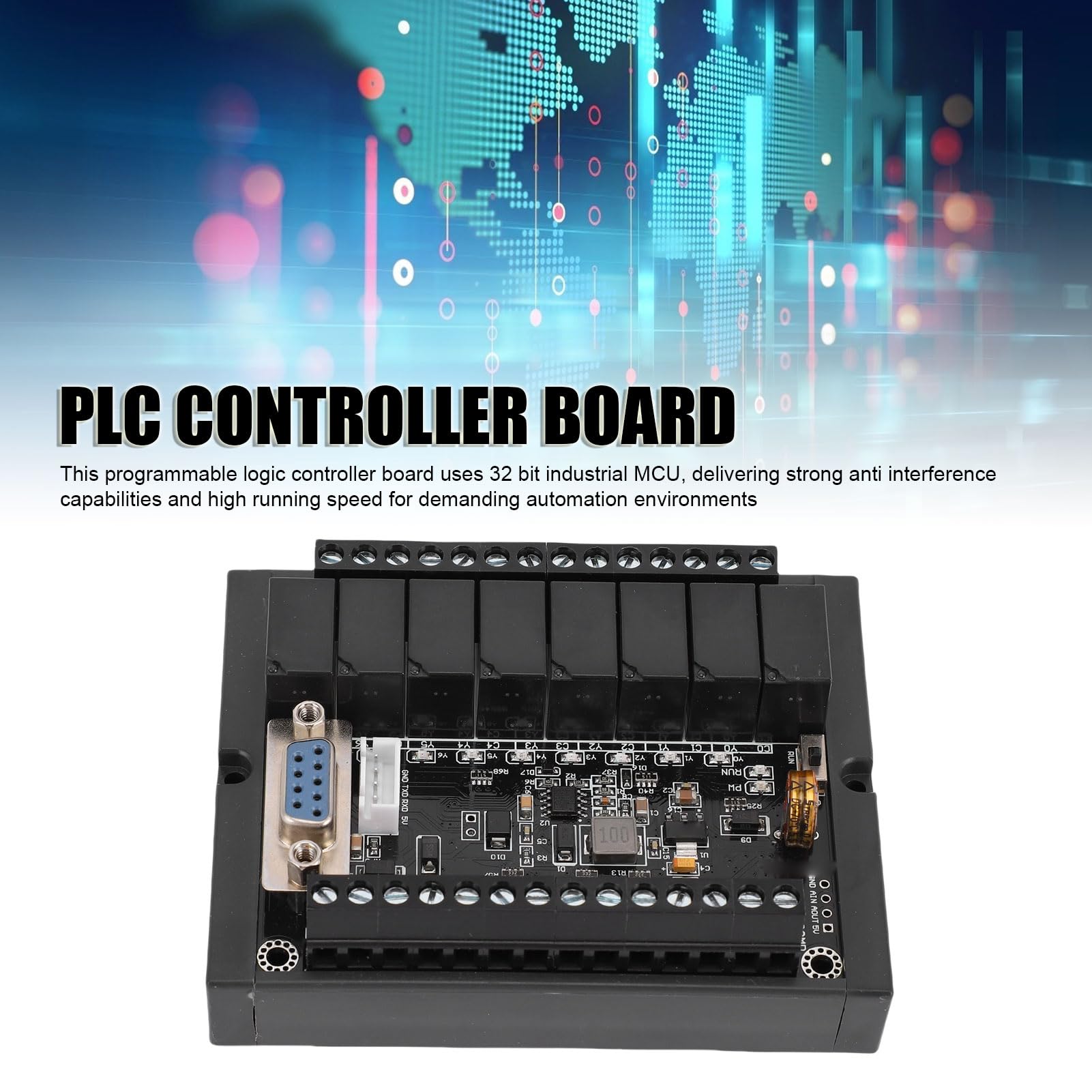 Wakects Płyta PLC, Przemysłowy Programowalny Sterownik Logiczny z Modułem wyjść Przekaźnikowych, 32-bitowy MCU do Sterowania automatyką