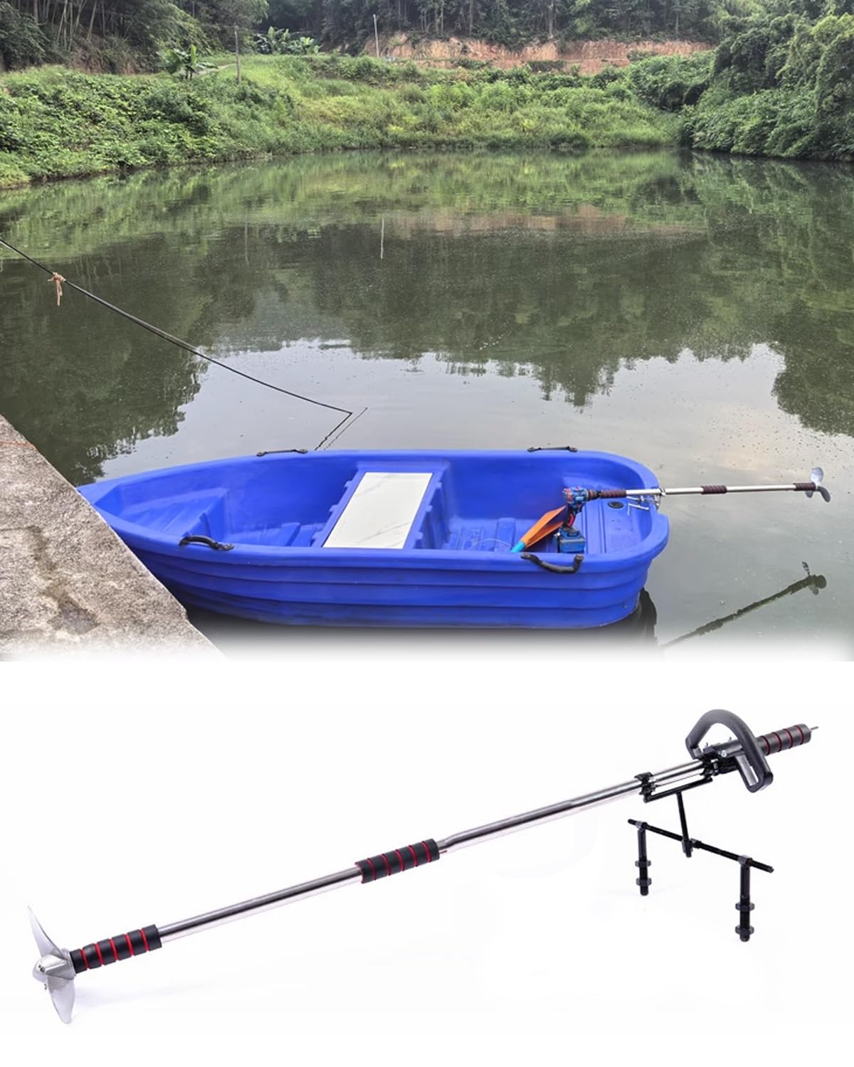 Propulseur de tableau arrière portatif compact gris clair avec hélice de traîne