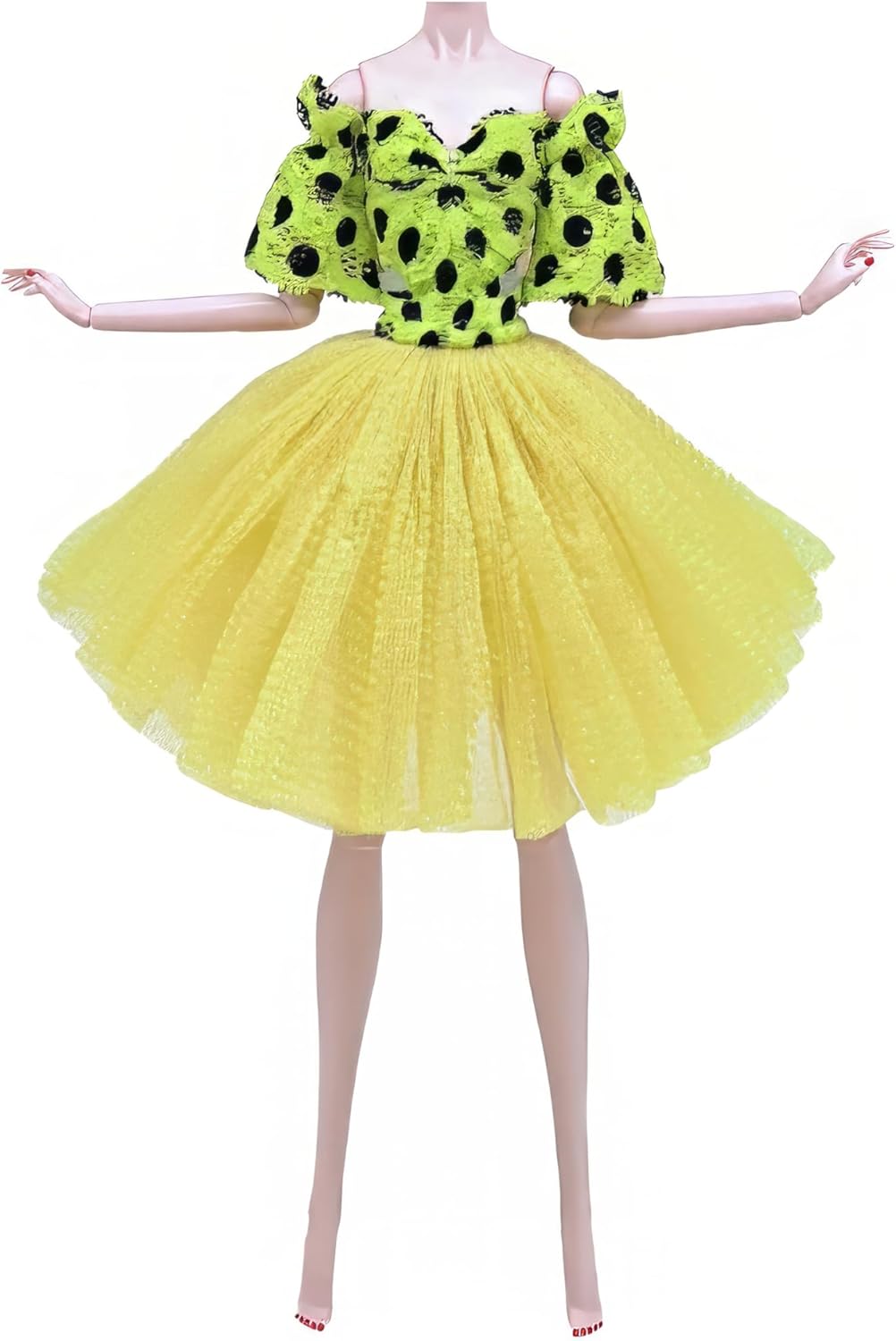 Peregrine Yellow & Pink Tulle Bridesmaid Wedding Dress for 11.5 inch Dolls