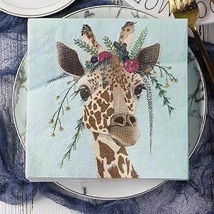 Paper Napkin Cute Animal Dinner Napkins Spring Summer Fall Tea Party Holiday Festival Cocktail Beverage Floral Decorative Paper Disposable Placemat (3-Ply, 50-Count) (Giraffe) Paper Napkin Cute Animal Dinner Napkins Spring Summer Fall Tea Party Holiday Festival Cocktail Beverage Floral Decorative Paper Disposable Placemat 3 Ply 50 Count Giraffe