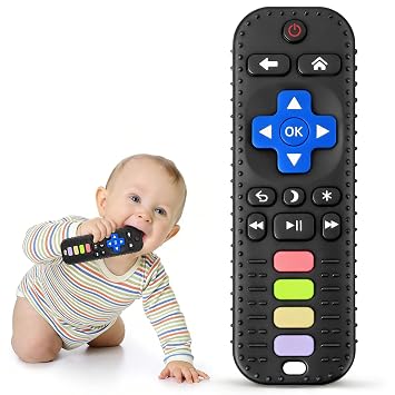 Baby Teething Toys 0-6 6-12 Months, Baby Remote Control Teether Toy | BPA Free Silicone, Infant Chew Toys for Teething Relief, Easy to Grasp and Clean, Baby Shower & Birthday Gifts