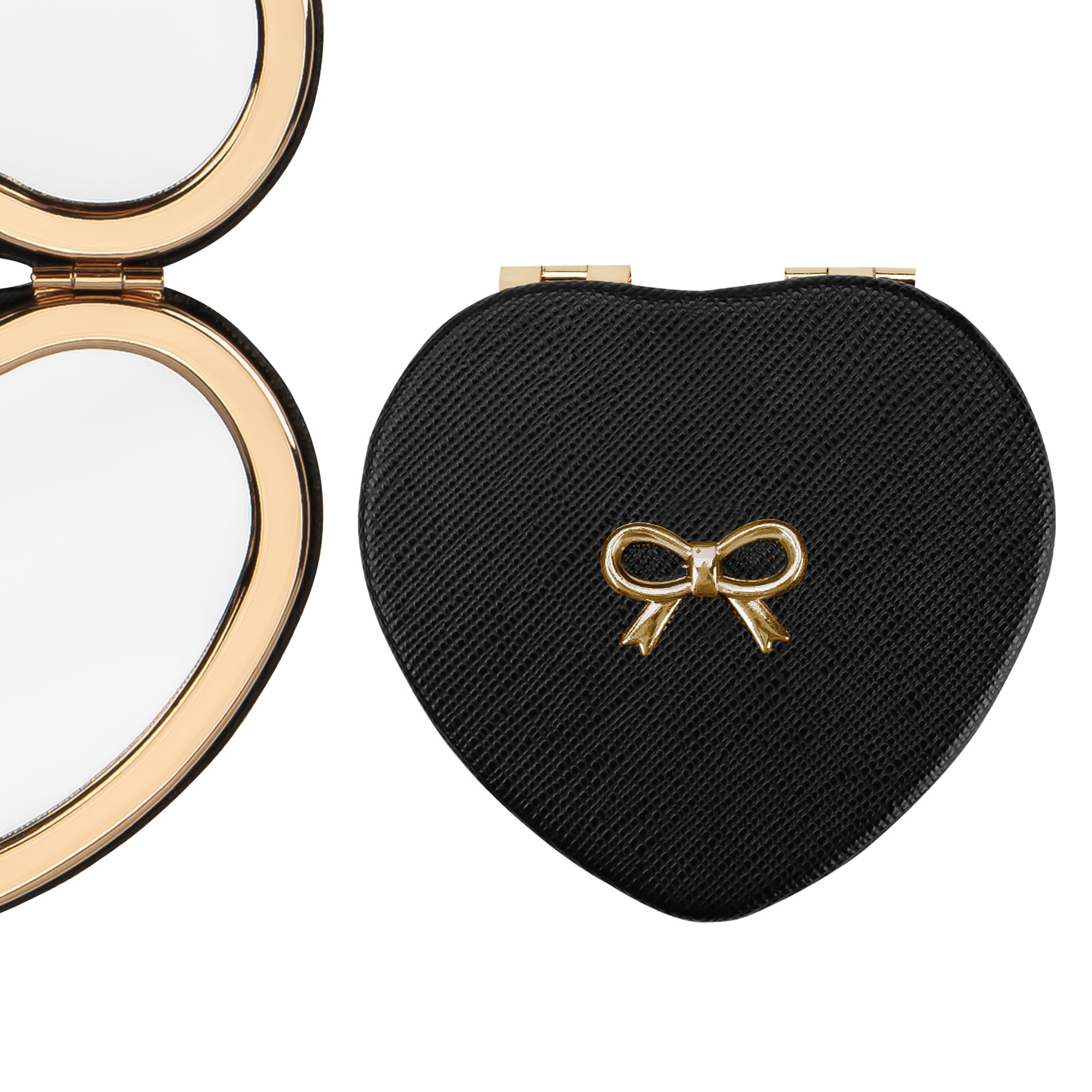 Miroirs compacts miroir de voyage pliable en cuir de poche noir