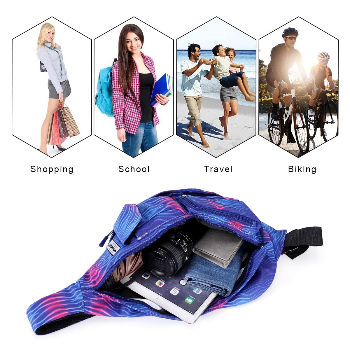 Deporte Bolso Hombro de Pecho Mochila Bandolera Viajar Bolso Bandolera de Pecho Mochila de Hombro Casual para Hombres Mujeres Adolescentes Trabajo Vida Estudio Viajes al Aire Libre