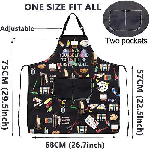 Miniatura 2 de CMNIM Delantal de pintura de artista con bolsillos, regalos para pintor de artista, regalos para profesores de arte, estudiantes, delantal de