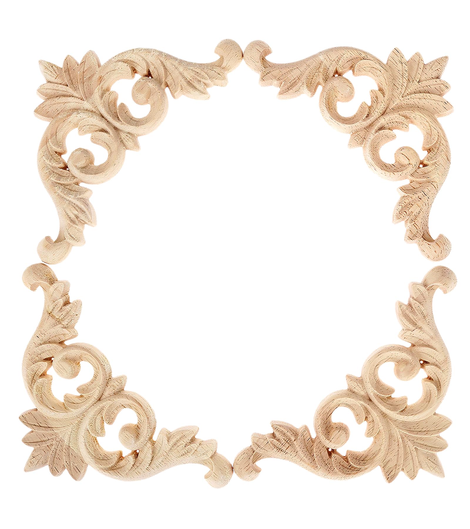 MUXSAM Wood Carved Corner Mouldings Onlay Applique Unpainted Furniture Decor 4pcs 12 * 12cm