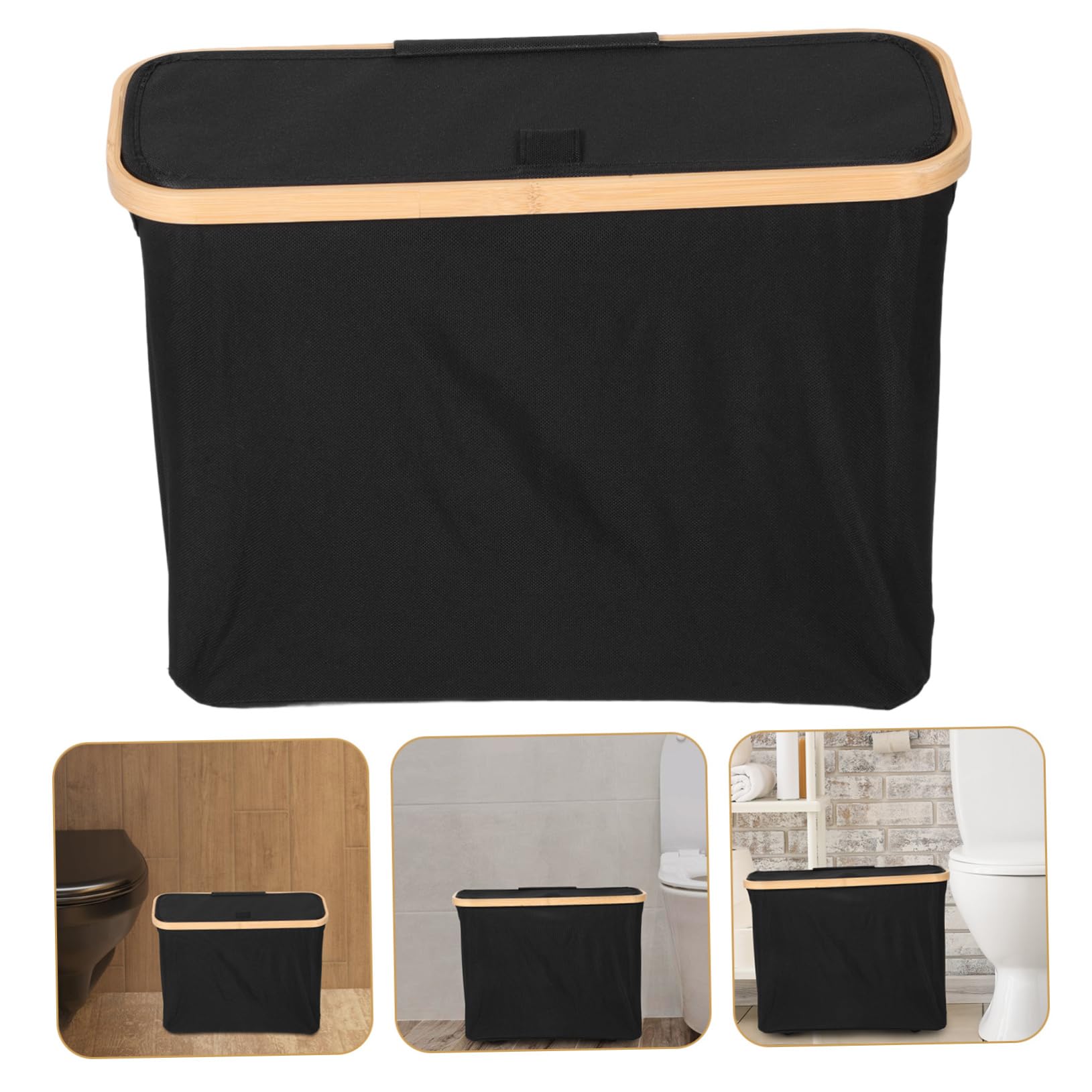 Cesta de Almacenamiento para Papel Higiénico de Tela Negra | Gran Capacidad para Varios Rollos, Uso en Cocina y Baño, Diseño Simple y Versátil