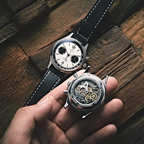 SUGESS 腕時計 クロノグラフ 機械式 アナログ 腕時計メンズ パンダ