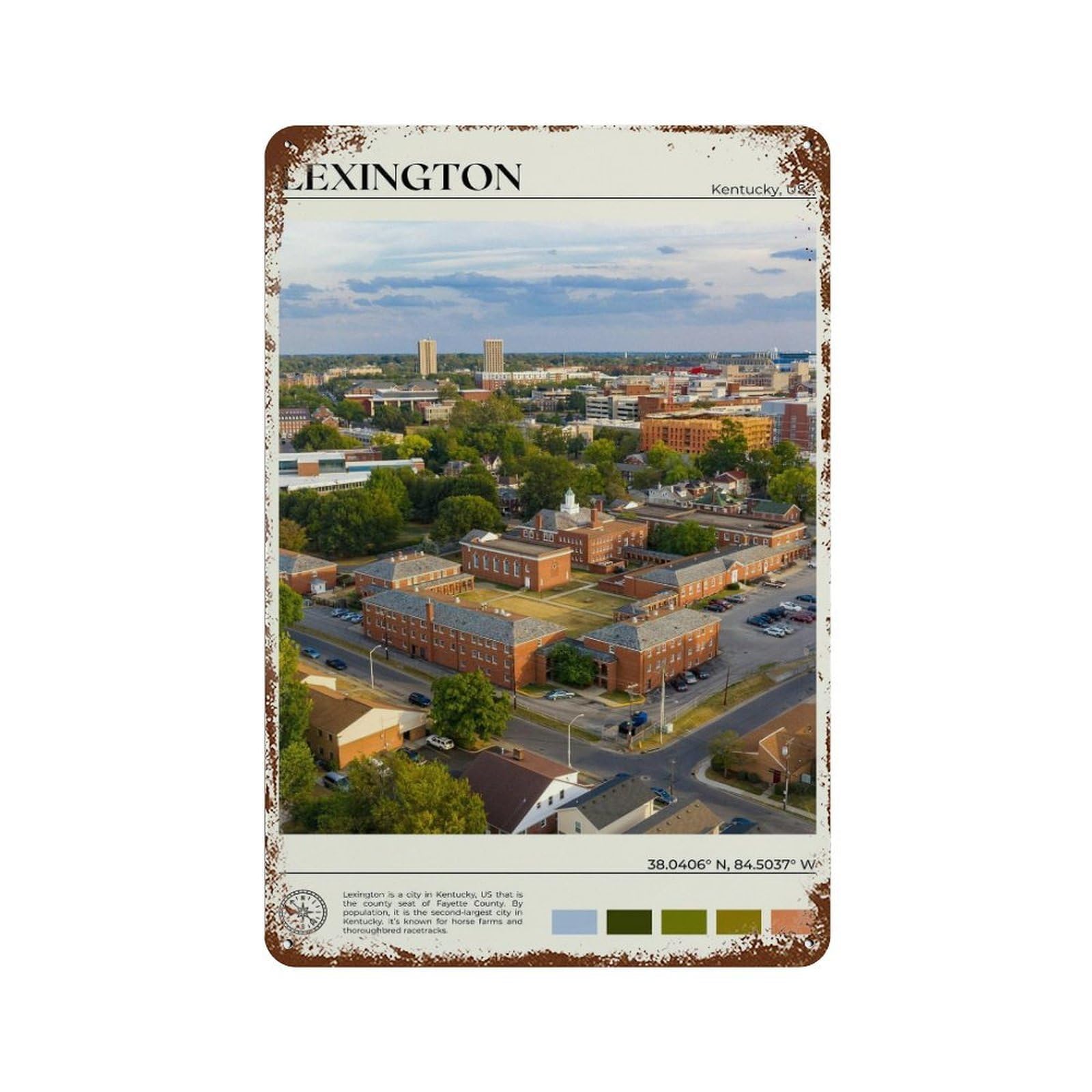 xiaoxiaoshen Real Photo Lexington Decor Kentucky Wall Decor Art Metal Tin Poster Modern Home Decor Art Home Bar Shop Decorations Vintage Sign 30x20cm