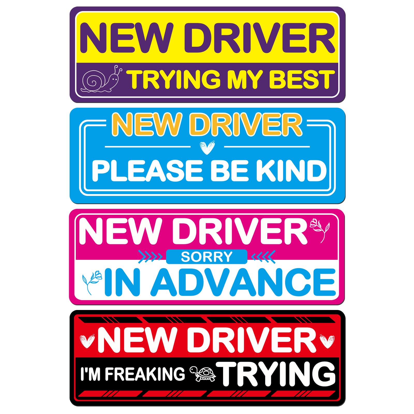 4Pcs Student Driver Magnetic Car Stickers for Beginners, New Magnetic Student Driver Stickers Signs for Car, Bumper Safety Decoration Supplies,