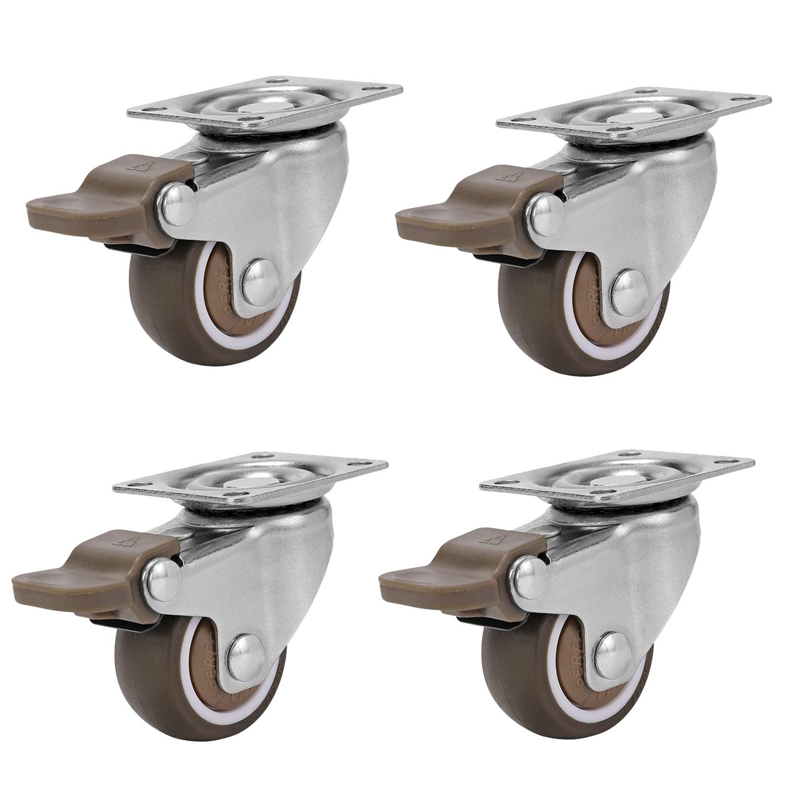 Zguouzantye Brown 4 Pcs Heavy Duty Furniture Casters With Brakes