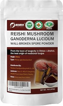 Red Reishi Mushroom Powder Spore Powder 7oz 200g Wall-Broken Pure Ganoderma Lucidum Non-GMO, 100 Servings