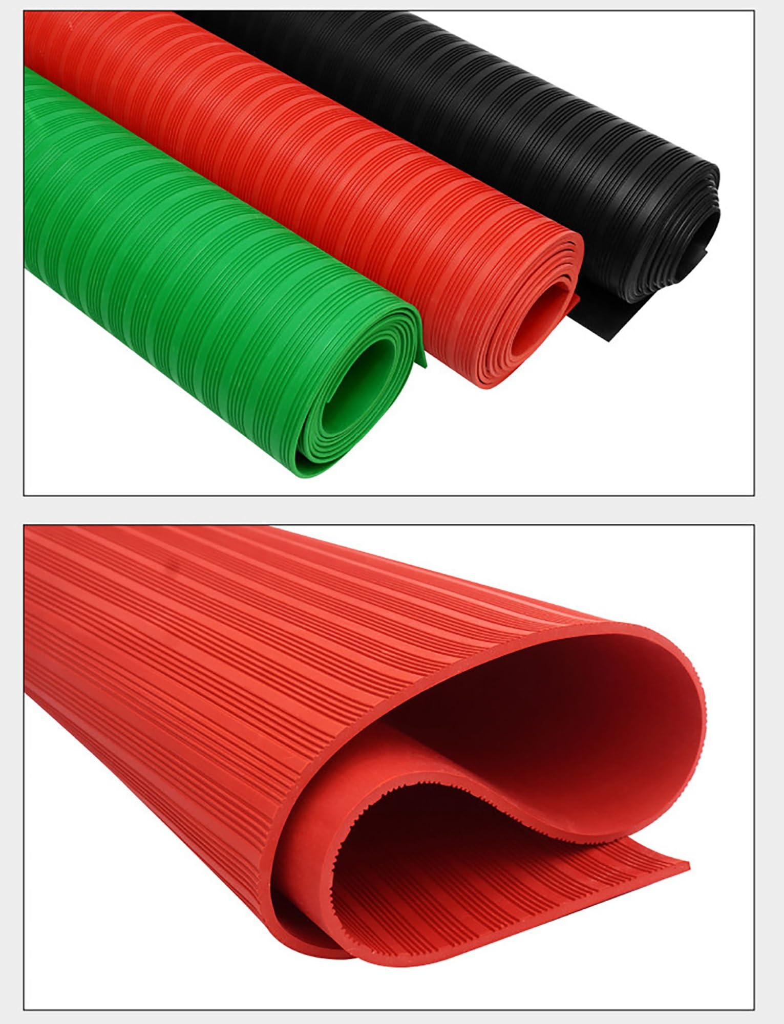 3mm 6kv & 5mm 10kv Matte, rutschfeste Gummimatte Schaltanlage, Elektroraum | Streifengriff, Zuschnitt (1/5Meter), Öl- & Wasserabweisend für Labore, Kraftwerke, Außenbereiche(Green,3mm-100x100cm)