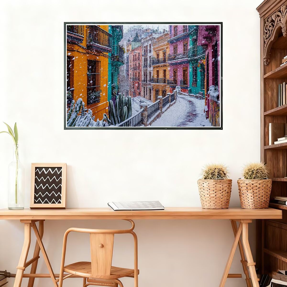 Puzzle 1500 elementów Dorośli Zima, Puzzle Kawałki Miasta, Niemożliwe Puzzle z wykwintnym pudełkiem do pakowania, klasyczne drewniane puzzle gry edukacyjne na prezent dla kobiet, dekoracja domu -2258