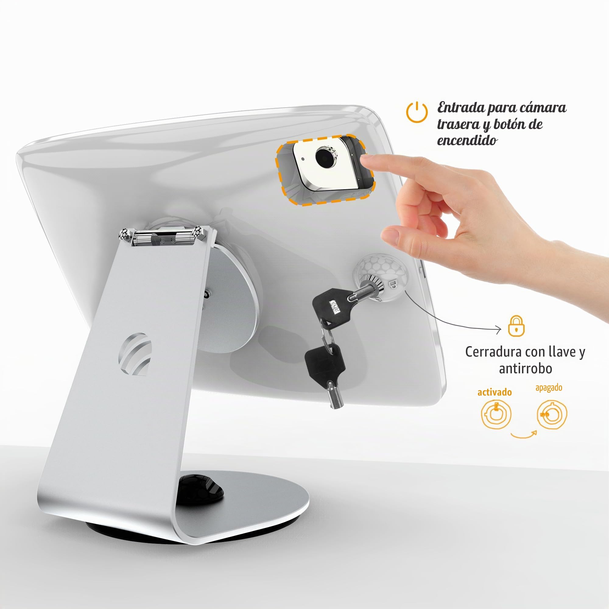 Tablet-Kiosk-Ständer für Schreibtisch mit Schloss, drehbar, kompatibel mit 27,7 cm (11 Zoll) iPad 10, iPad Pro 11 Zoll 1 2 3 4, iPad Air 4 5, iPad Air 11 Zoll - BSC109WA