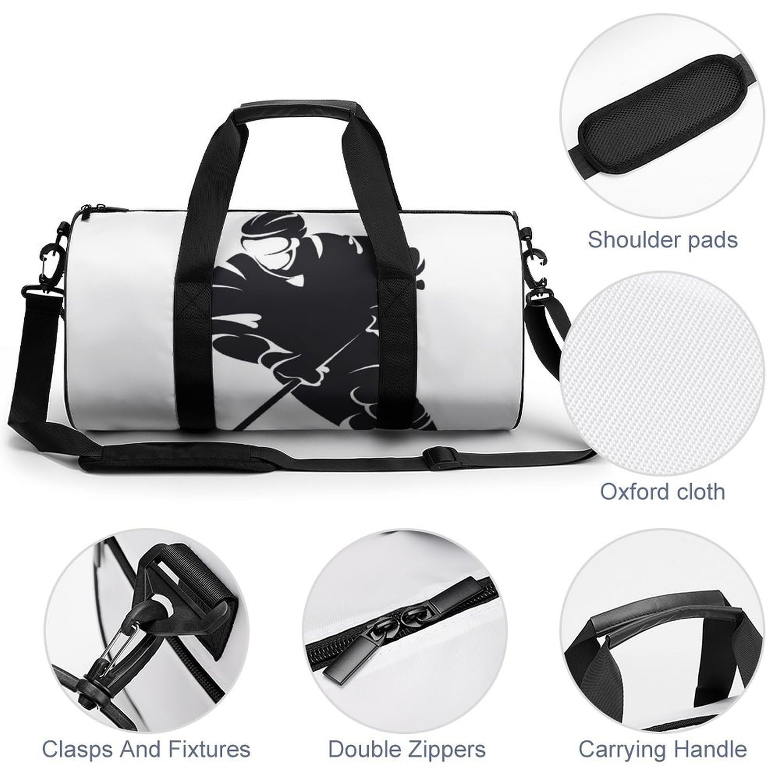 Joueur De Hockey Sac De Sport Gym Sac De Voyage Sac Week-End Duffel Bag pour Camping Randonnée Voyage 45x23x23cm