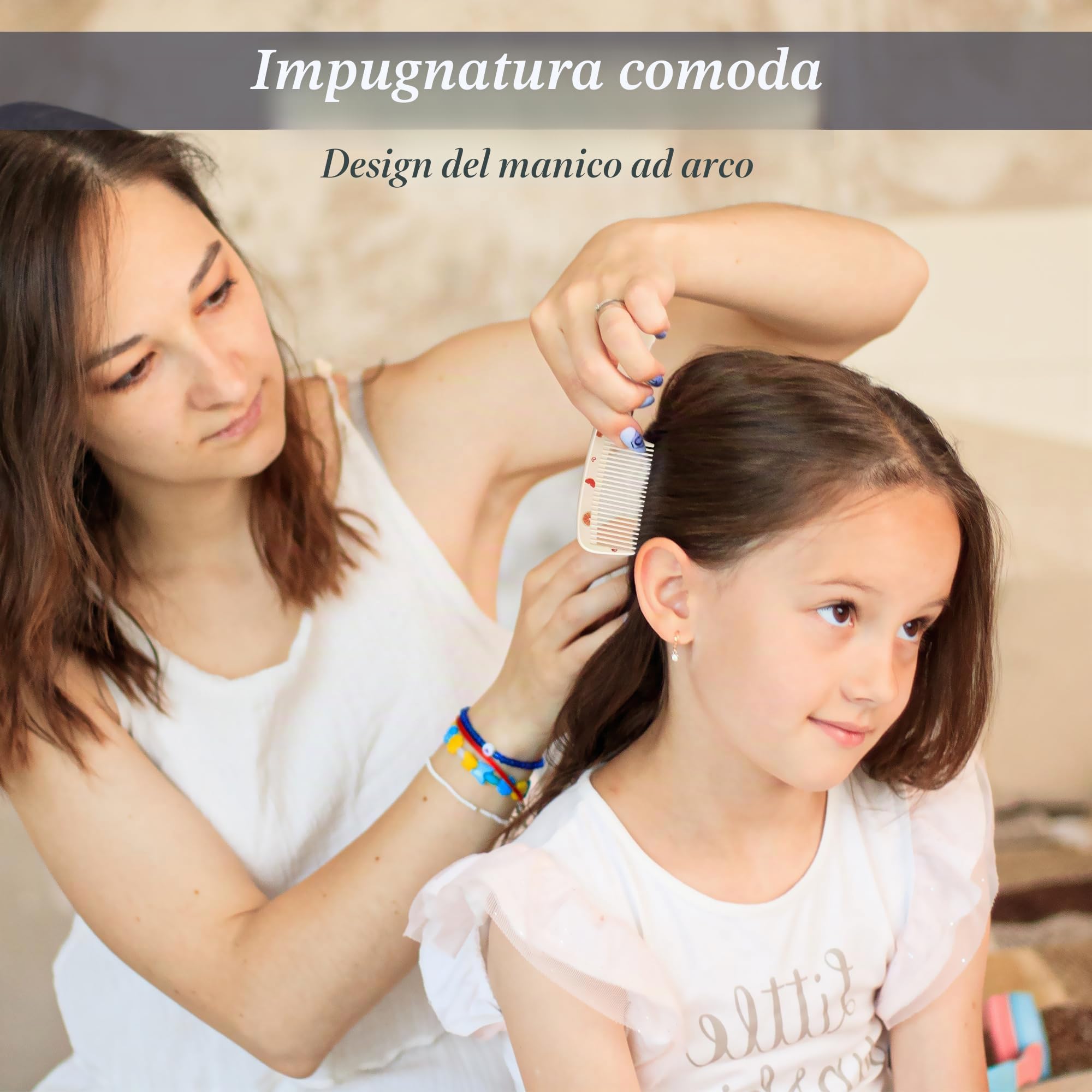 Set di 4 Spazzole per Capelli e Pettini Bambina, Pettine Districante per Capelli Bagnati e Asciutti, Spazzola a Coda di Ratto per Parrucchieri Ragazze e Ragazzi, Regalo Carino