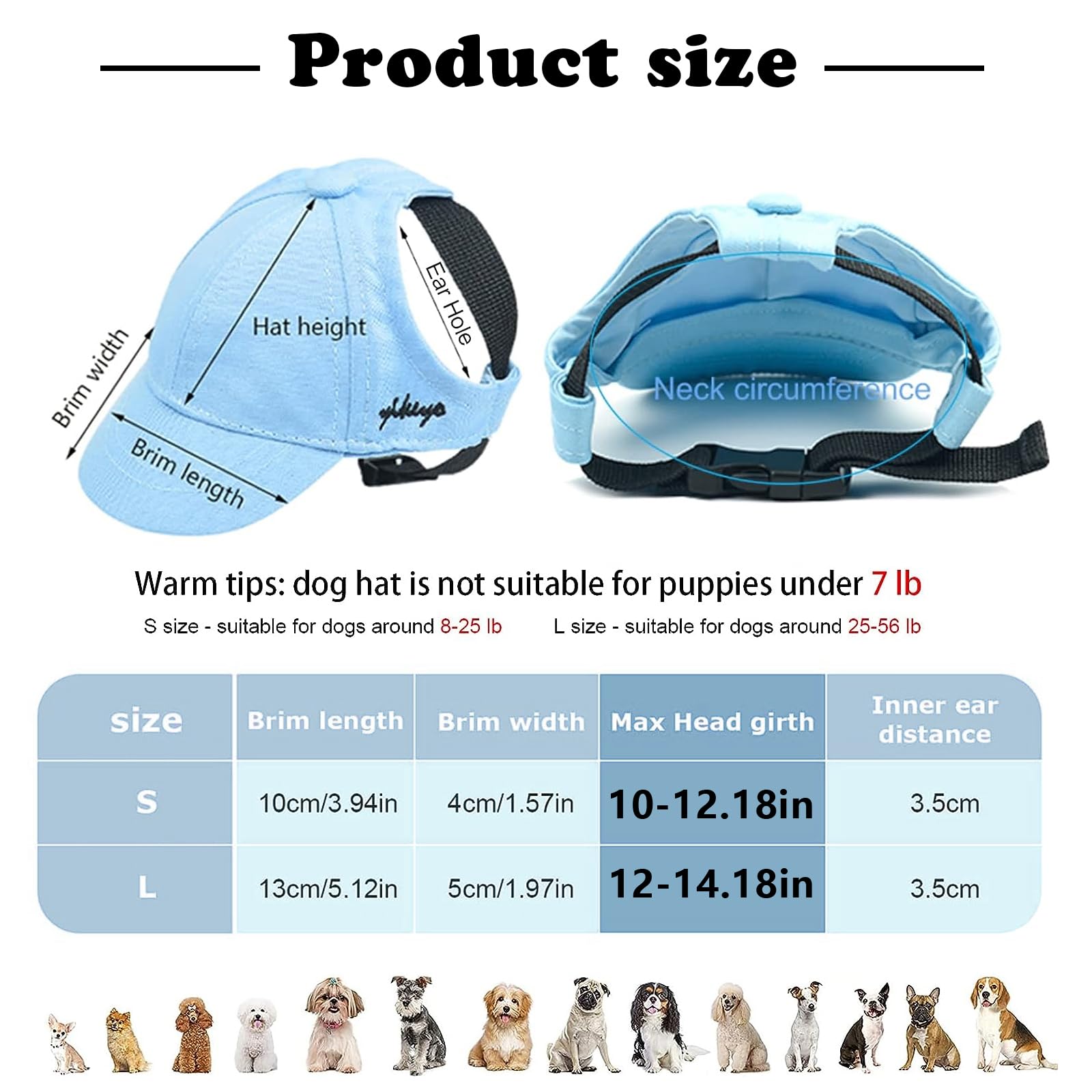 Pet Dog Outdoor Cap Cool Denim Hat - Summer Sun Protection Cap For Dog Doggy (Small
