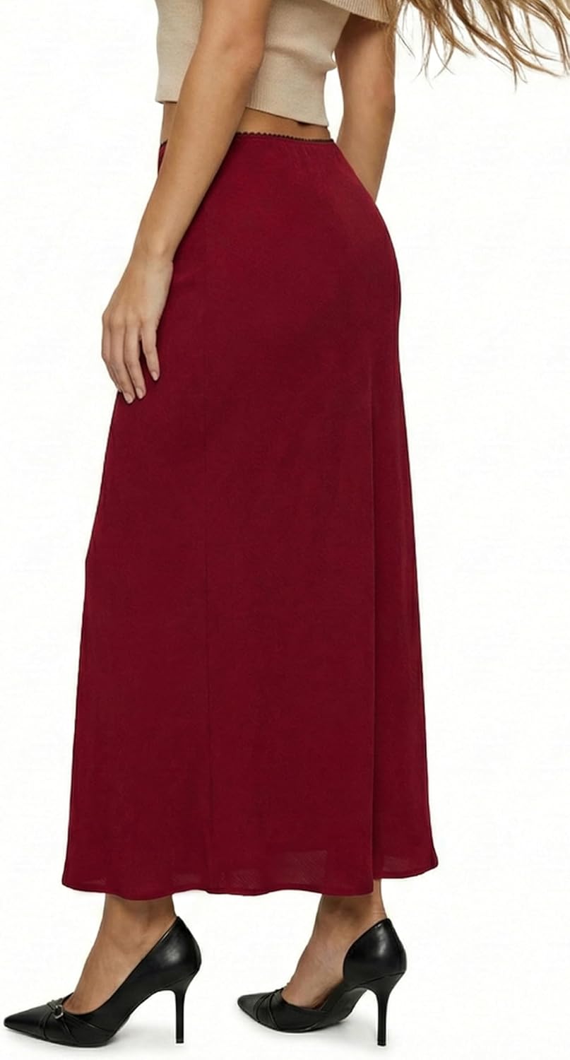 sissycos Women’s Lightweight Chiffon Maxi Skirt – Elastic Waist Straight Floor-Grazing Skirt for Street & Party - Image 3