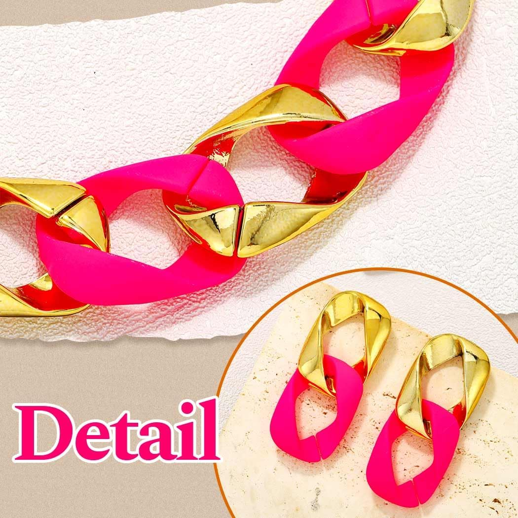 Colorful Choker Jewelry Set Chunky Necklace Earring Sets for Women image 4
