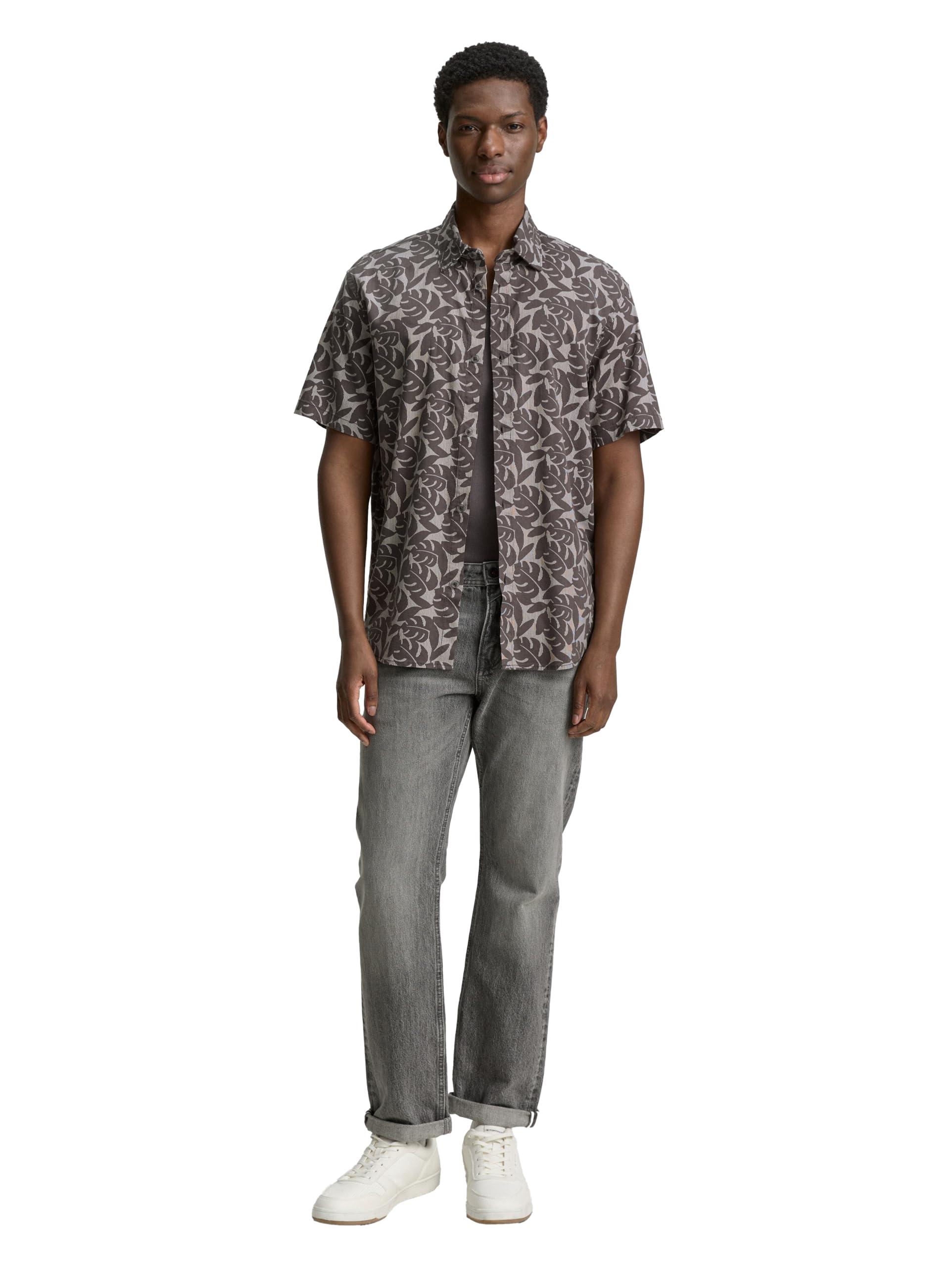 Tom Tailor Denim Herren Relaxed Fit Kurzarmhemd mit Muster