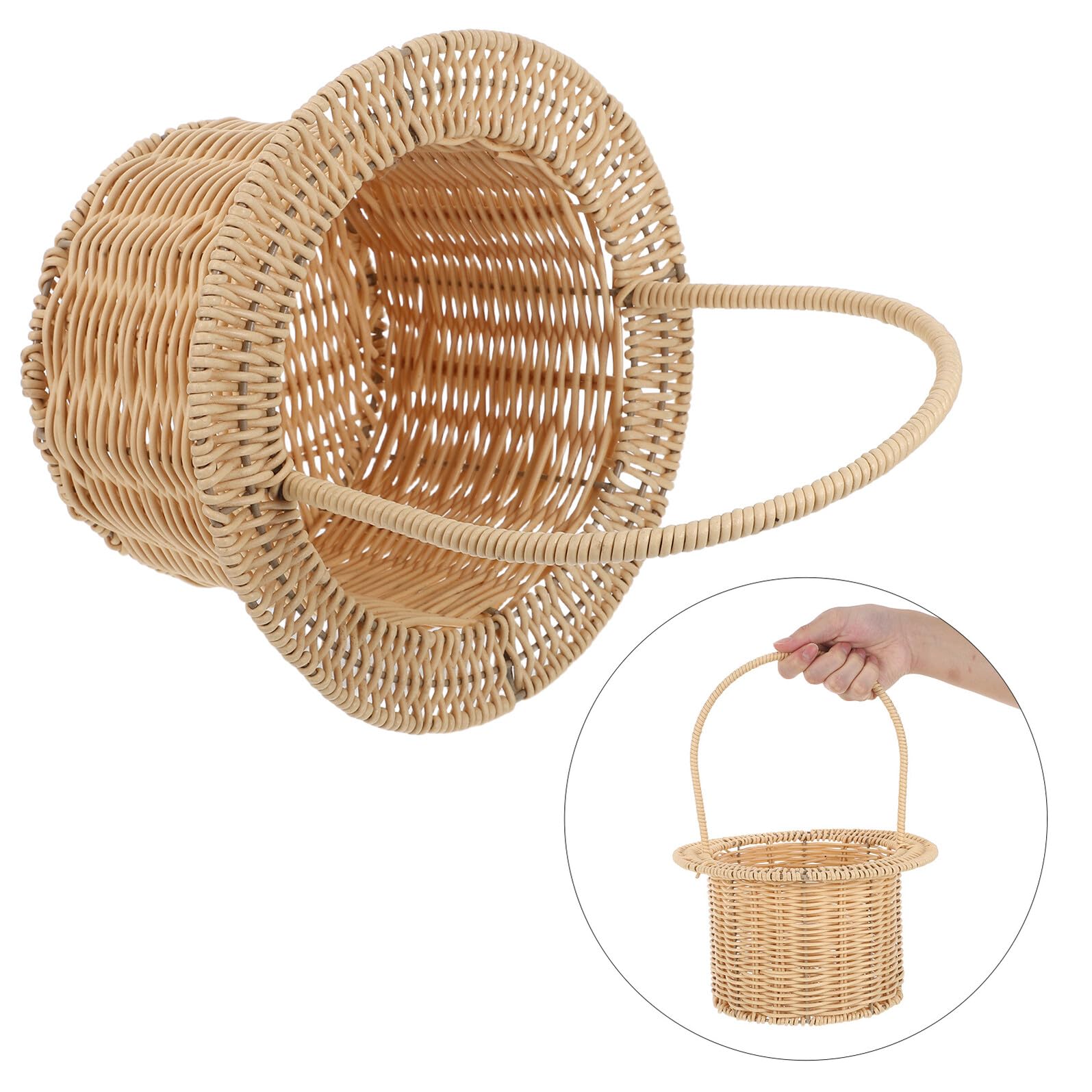 Cabilock Panier Tressé Rotin Synthétique avec Anse Panier de Mariage pour Demoiselle Honneur pour Pique- et Fête Extérieure