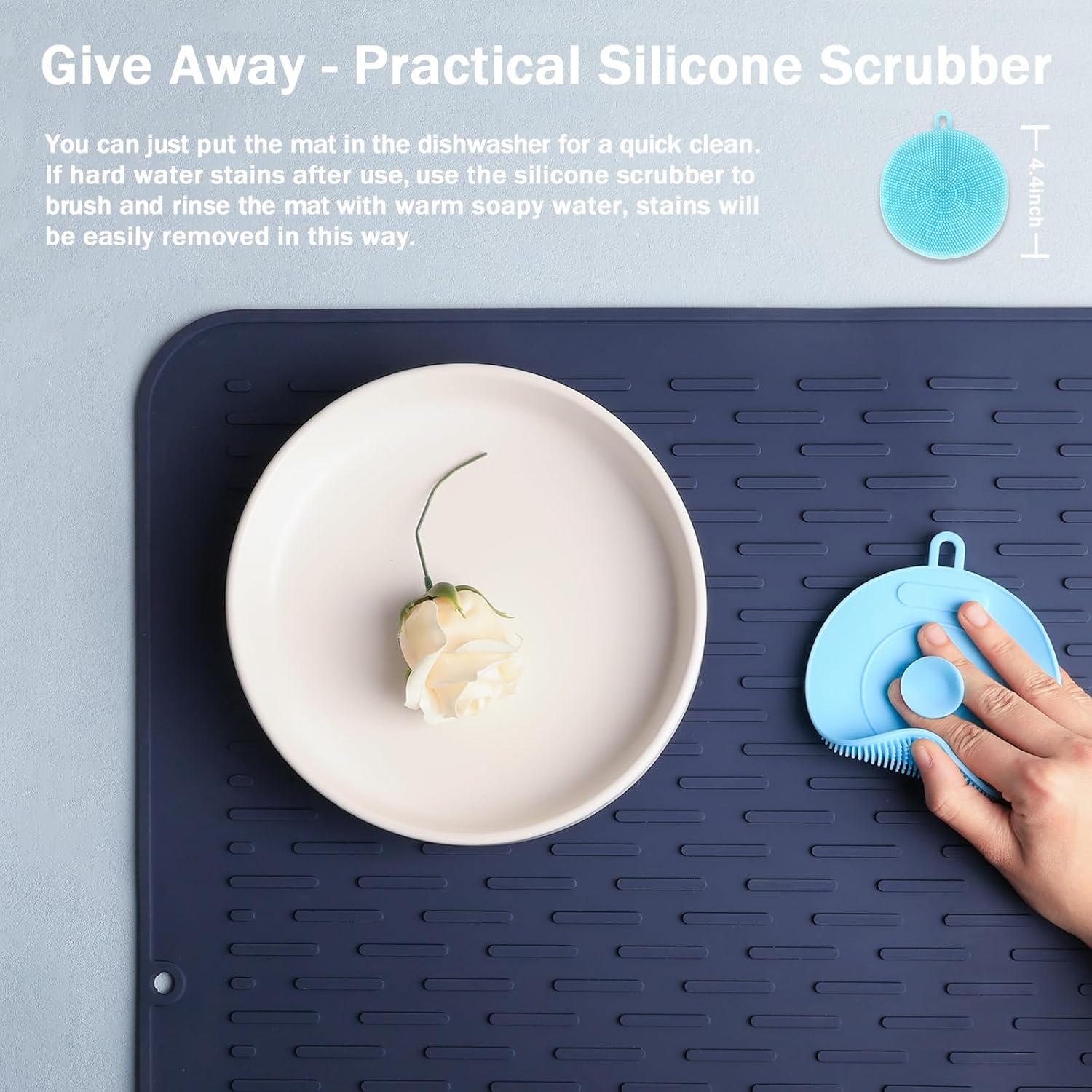 Extra Lar Silicone Dish Drying Mat for Dish Drying Ra, Easy Clean