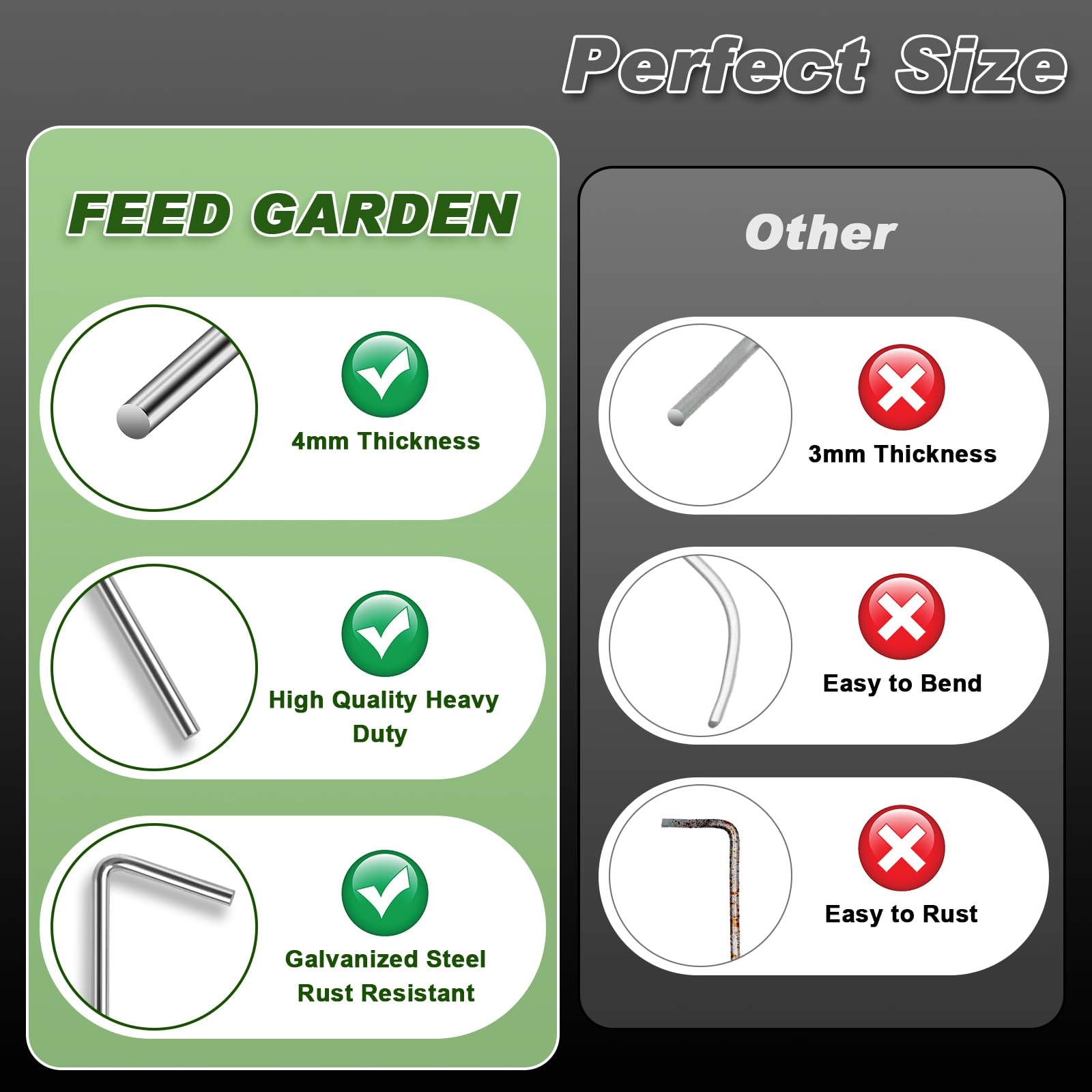 FEED GARDEN Paquete de 50 estacas inflables para tienda de campaña de 7 pulgadas, para decoración al aire libre, pinzas de metal, ganchos de jardín resistentes, picos para tienda de campaña, toldos,