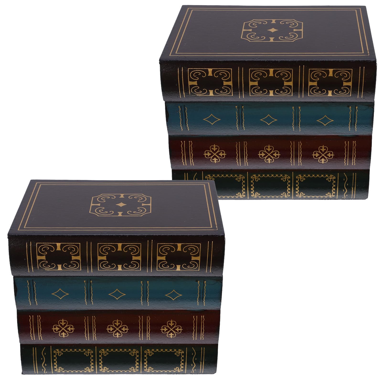 ifundom 2 Juegos Caja Fuerte Oculta en Forma de Libro Vintage de Madera Cierre Deslizable para Almacenamiento Seguro de Dinero en Estanterías y Espacios Compartidos