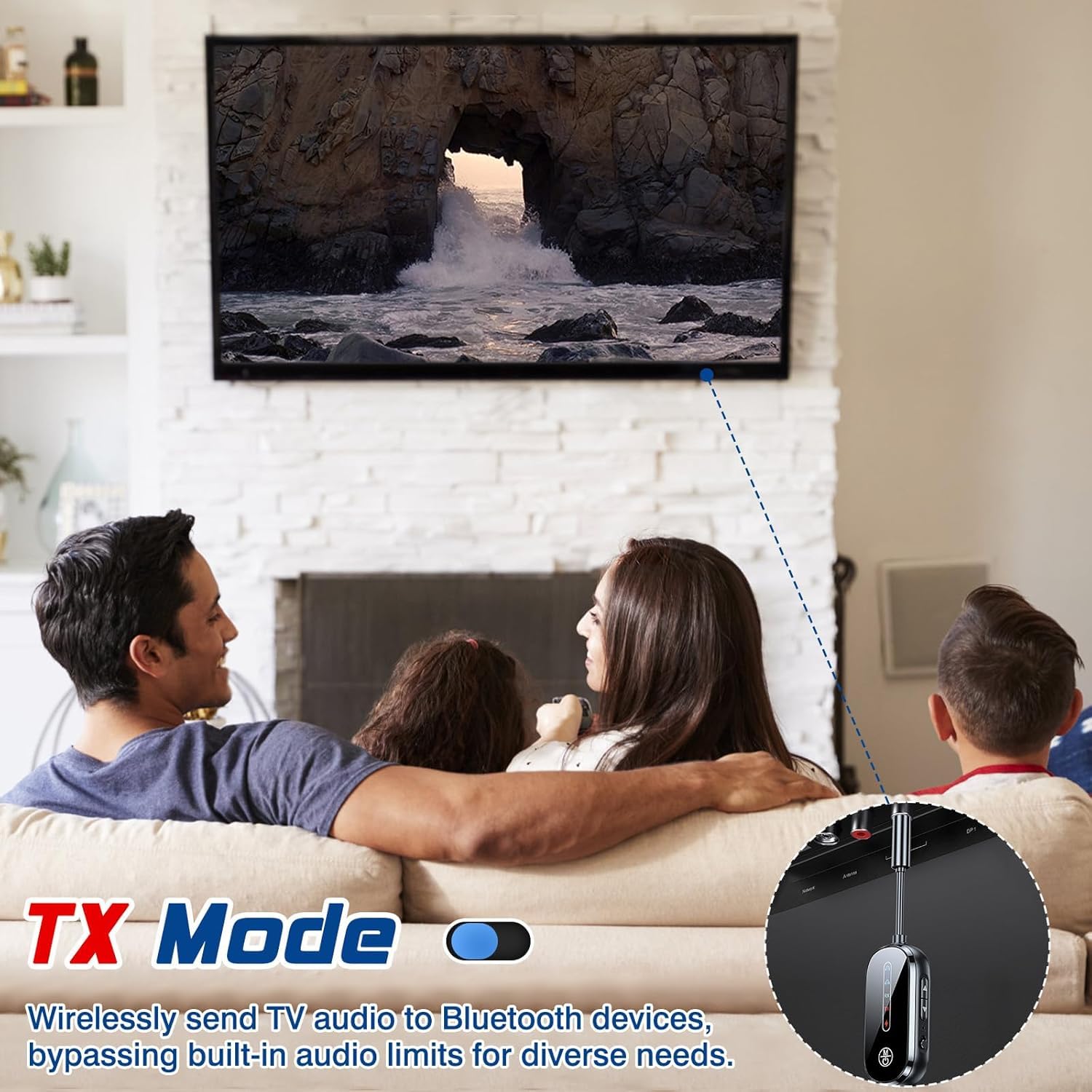 Transmisor Receptor Bluetooth 5.4, Transmisor Bluetooth para TV con AUX de 3,5 mm, 2 en 1 Emisor Receptor Bluetooth, Adaptador Bluetooth para TV para Auriculares Inalámbricos/Teléfono Inteligente
