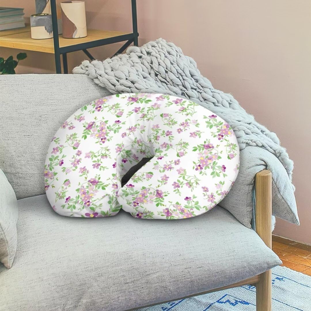 Zanxiantu Purple Floral Girls Nursing Pillow Covers Leaf Soft and Stretchy Nursing Pillow Covers for Baby Boys Nursing Pillow Slipcovers for 0-24 Months Infant