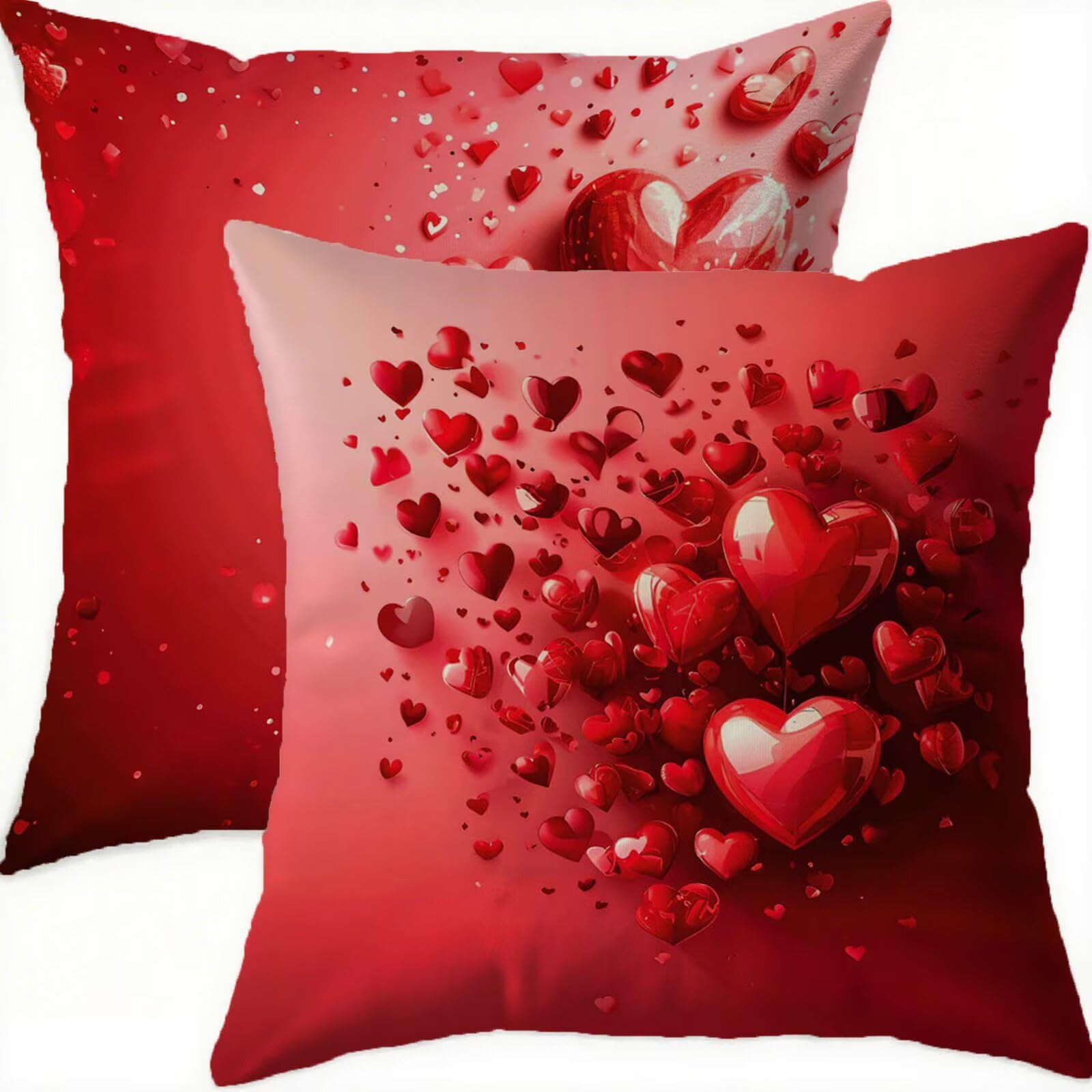 Housse coussin 80x80cm velours rouge vintage imperméable lot de 2