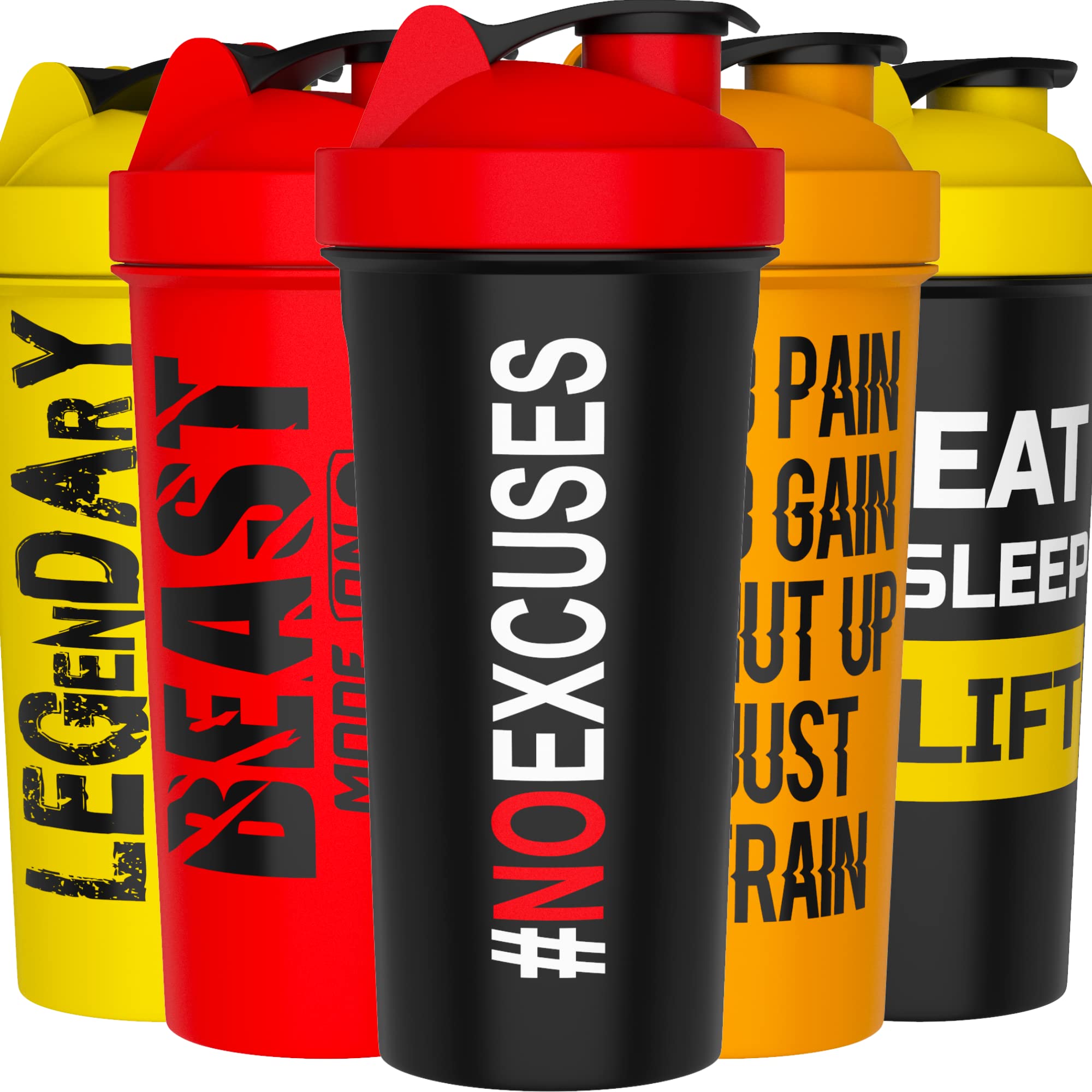 Buy JEELA SPORTS [5 PACK] Protein Shaker Bottles for Protein Mixes 24 OZ Dishwasher Safe