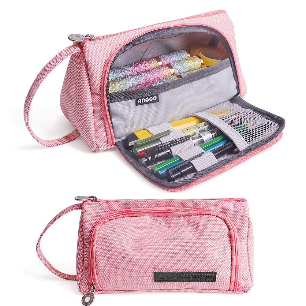 Pencil Case, Geekhom Pencil Case Girls Teenager Large Capacity Pencil Case Pink Makeup Bag for School Office School Supplies