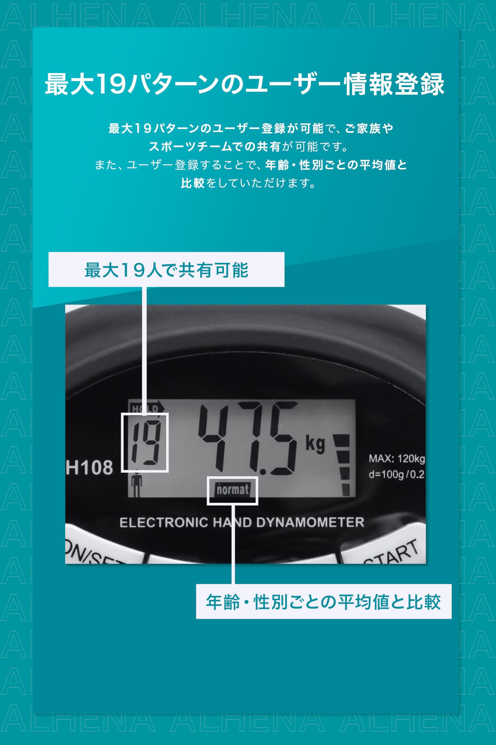 Amazon | [alhena] 握力計 デジタル握力計 握力測定 デュアル電源