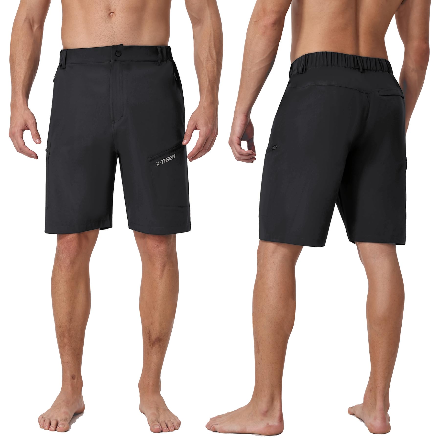 X-TIGER Pantalones Cortos Cargo Hombre Senderismo Verano Secado Rápido Transpirable Impermeable con 5 Bolsillos con Cremallera para Trekking Escalada Trabajo al Aire Libre
