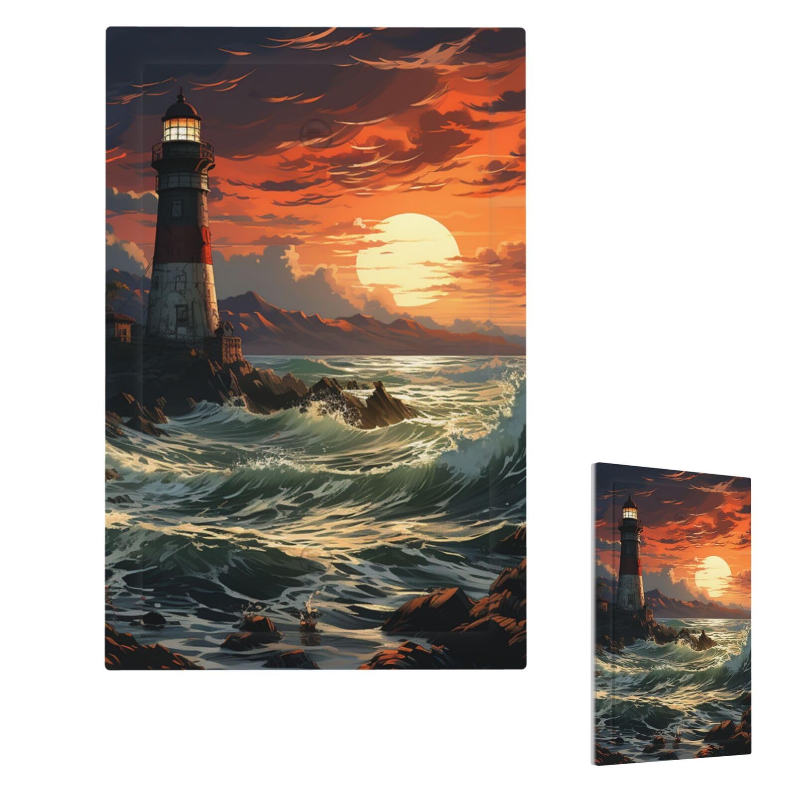 Lighthouse Wall Plate Cover Modern Decorative 1 Gang Light Switch Cover Unbreakable Receptacle Outlet Covers For Living Room Bedroom Home Decor Single Blank