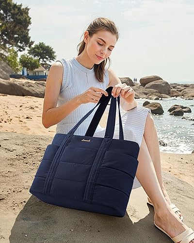 Miniatura 16 de LOVEVOOK Tote Bag for Women, Large Puffer Work Tote Laptop Bag, Lightweight Travel Tote Bag with Zipper Gifts for Women