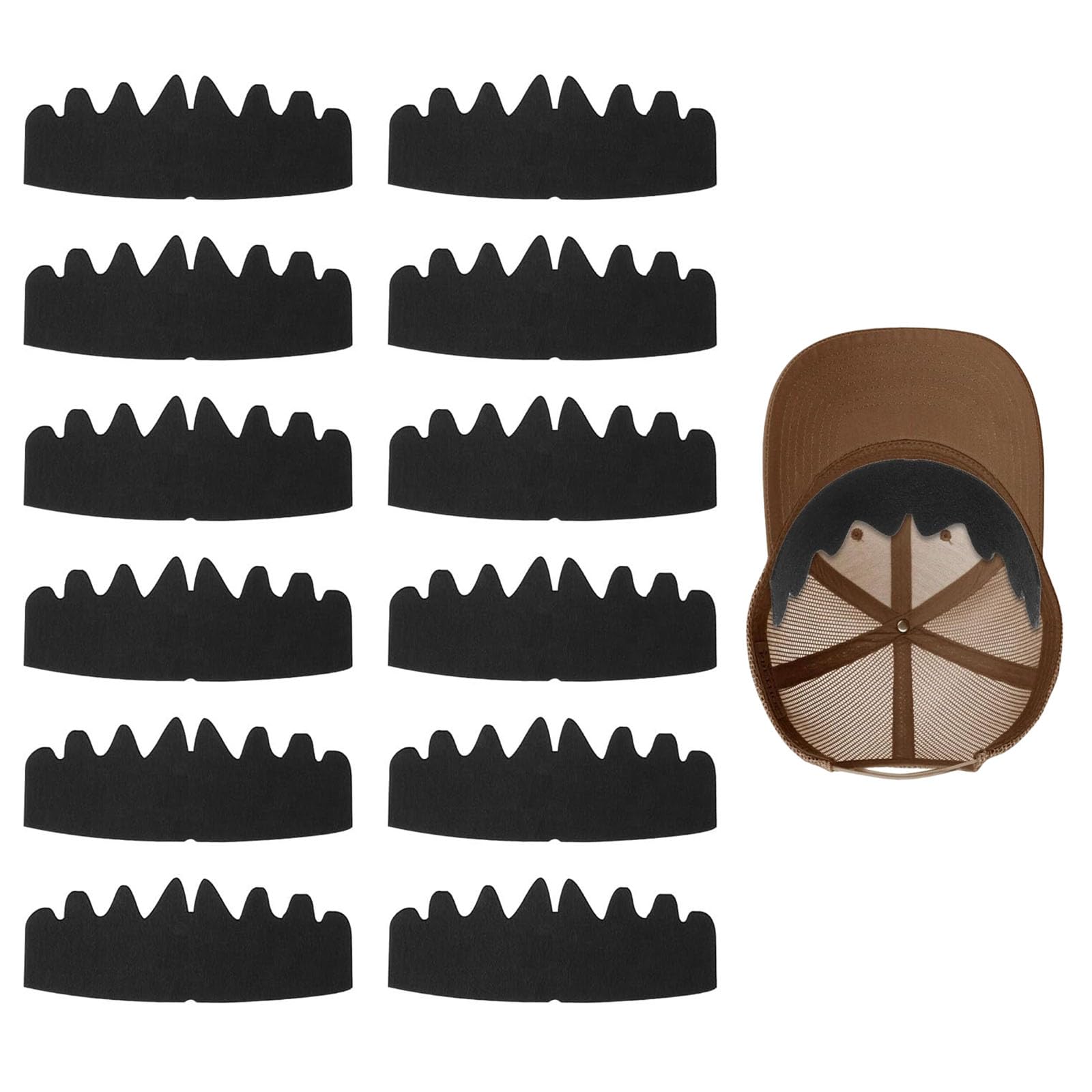 Lot de 12 bonnets extensibles pour chapeau de soutien intérieur - Inserts de casquettes de baseball - Inserts Shapers