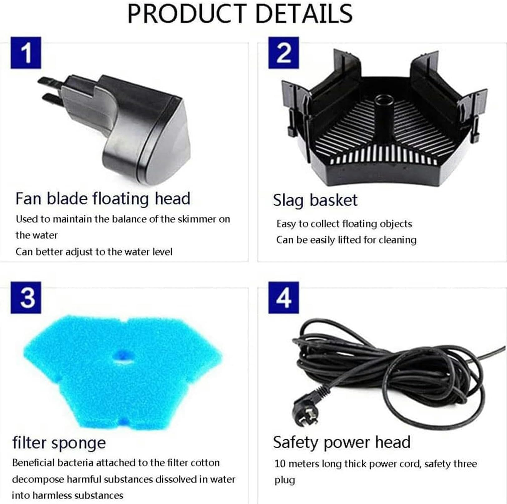 Pulitore per superfici dello stagno – Skimmer galleggiante automatico e smaltimento dei rifiuti con 3 modalità di fontana per grandi laghetti da giardino, cattura continuamente detriti galleggianti