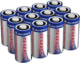Tenergy 3V CR123A Lithium Battery, High Permance 1500mAh CR123A Cell Batteries PTC Protected Cameras, Flashlight Replacement CR123A Batteries, 12 Pack (Non-Rechargeable)