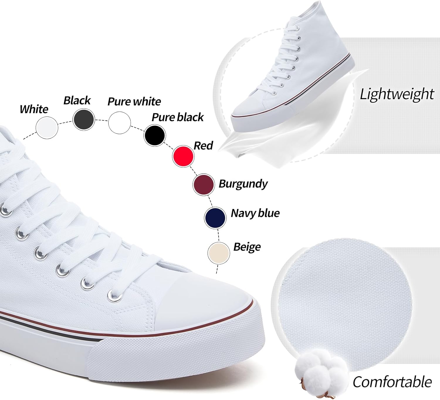 yageyan Men’s High Top Canvas Sneakers Fashion Lace up Walking Shoes Casual Classic - Image 5