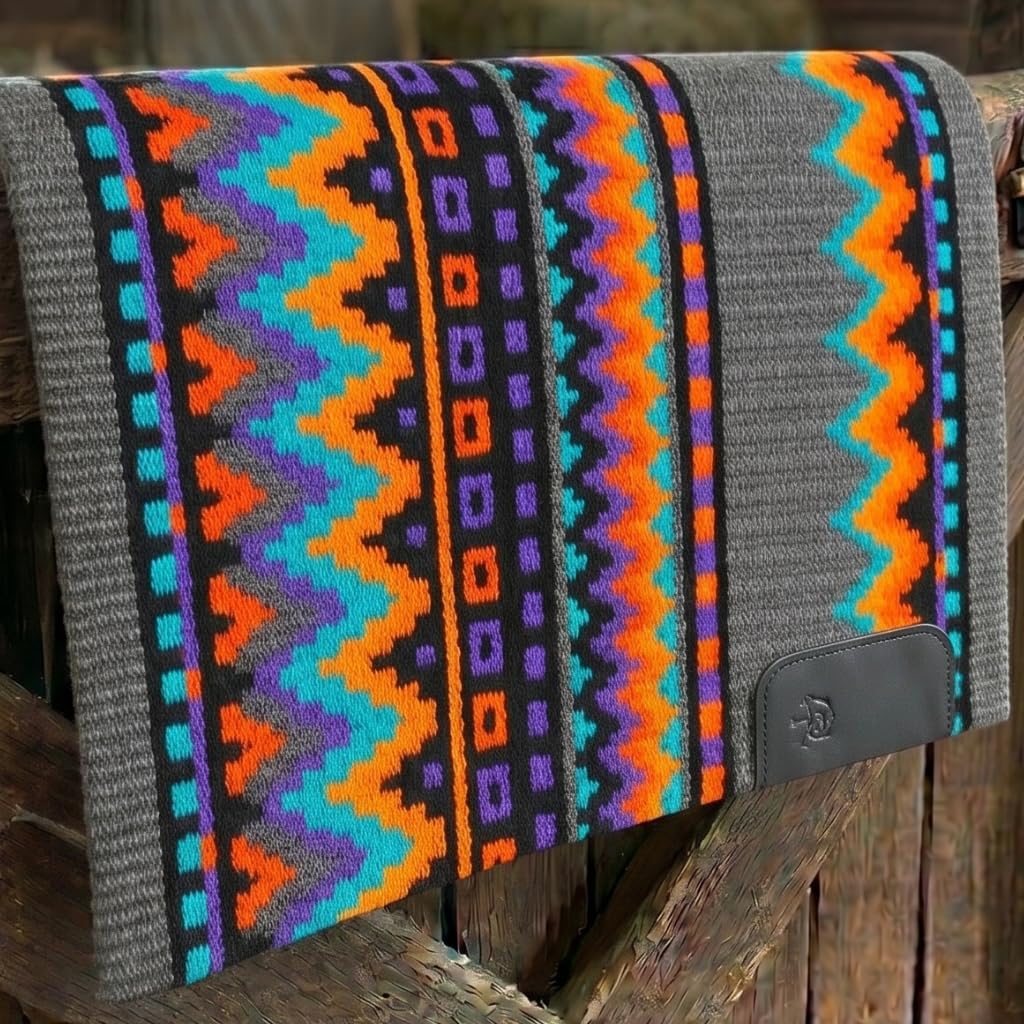 Western Show Saddle Pad/Blanket for Horses - Handmade Wool Saddle Blanket with New Zealand Design, Thick, Durable & Comfortable for Horse Riding (36” L x 36” W x 1) M38