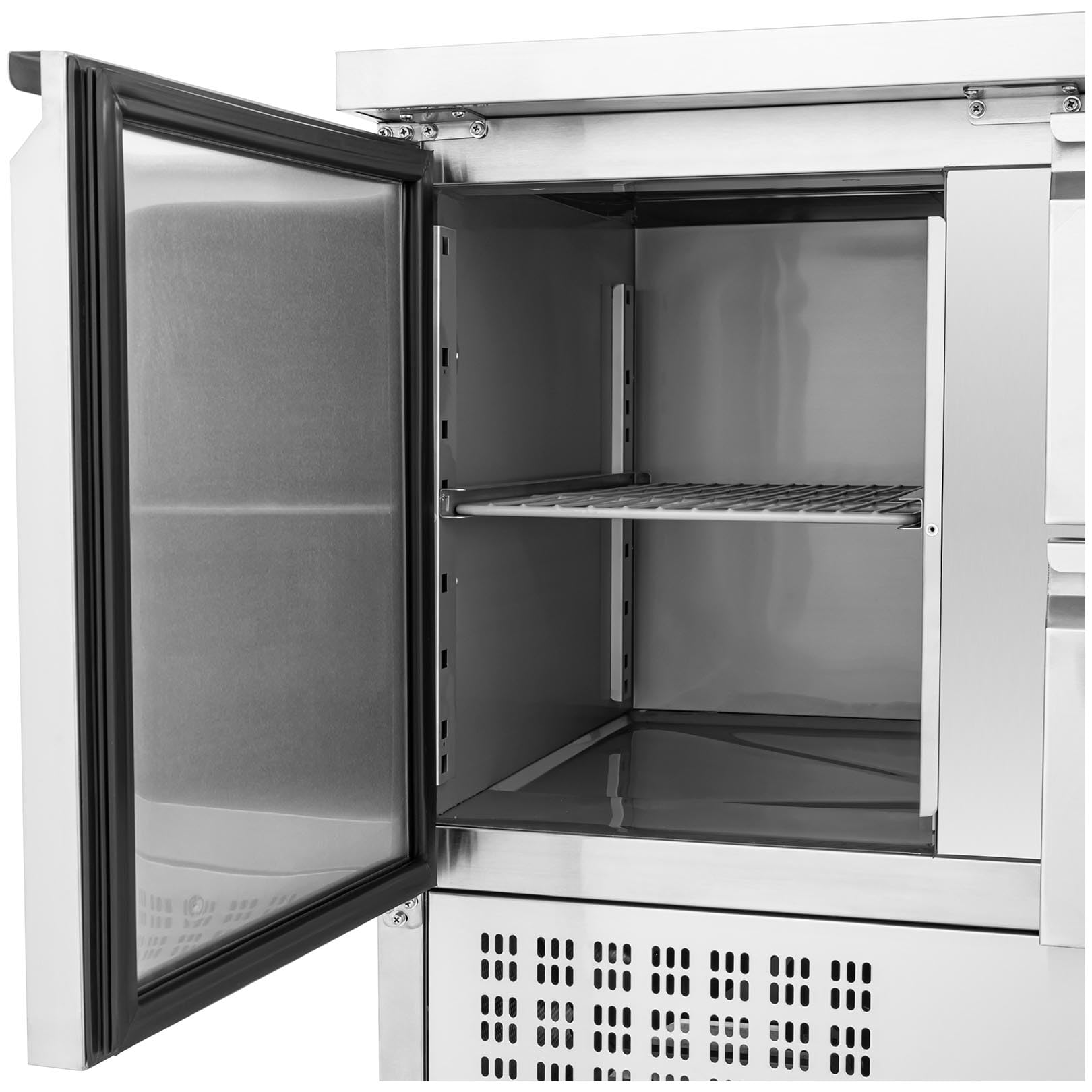 Royal Catering RCS-230D - Tavolo refrigerante 230 l, 2 x GN 1/2 + scomparto 90 x 70 cm, con cassetti