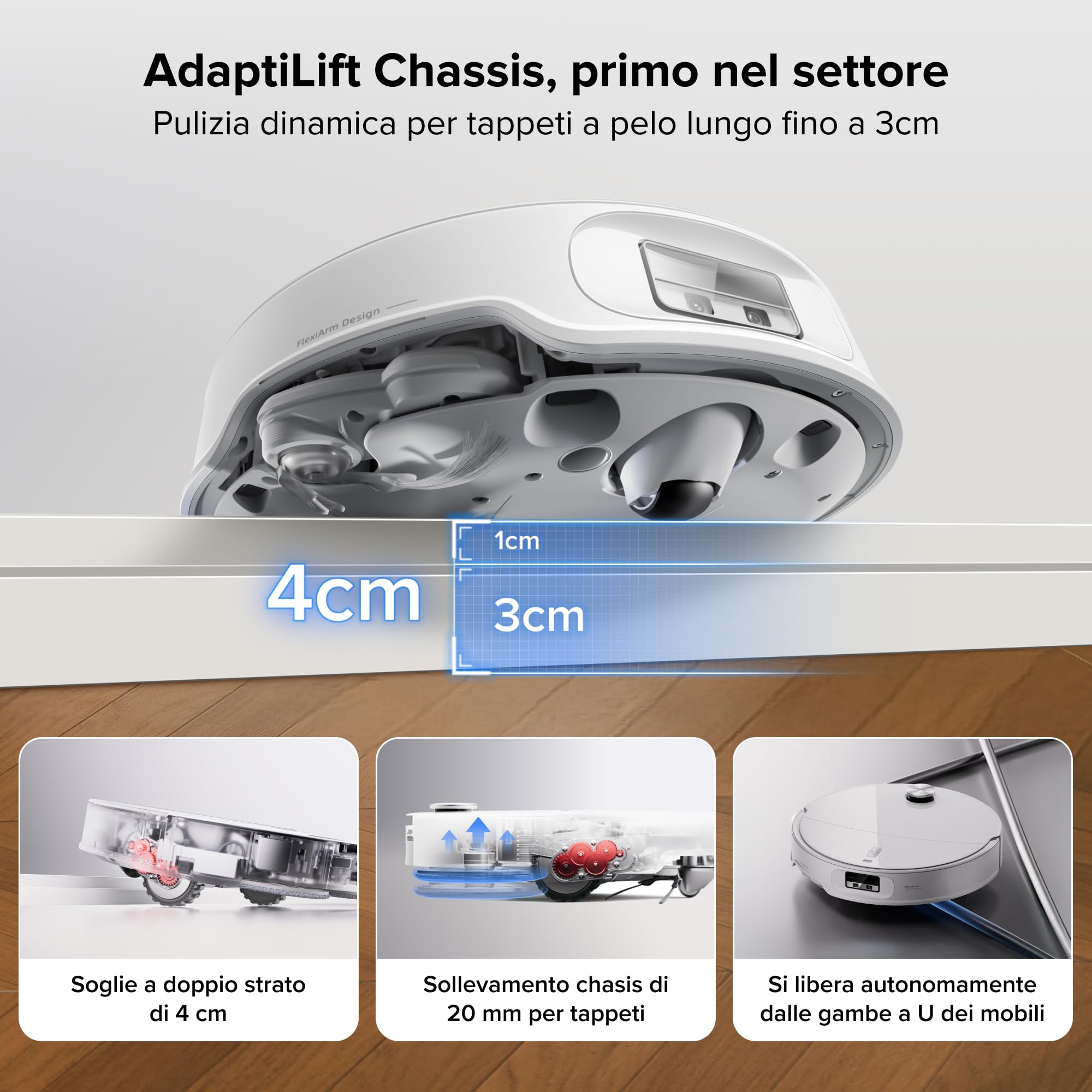 roborock Qrevo Curv 2 Pro Robot Aspirapolvere Lavapavimenti con LDS Retrattile, 7,98 cm, 25000 Pa, Zero-Grovigli, Acqua 100°C, Autopulente, Evita Ostacoli, per Peli di Animali Domestici